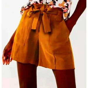 NWOT Simply Vera Vera Wang Belted Paperbag Waist Shorts in Rust Mustard Brown